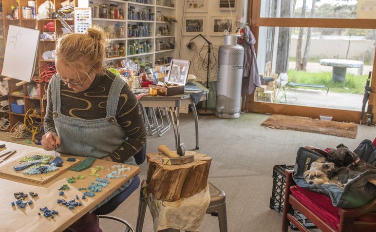 thumbnail_louise smalti cutting with view of lot 19 studio.jpg